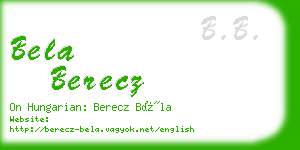 bela berecz business card